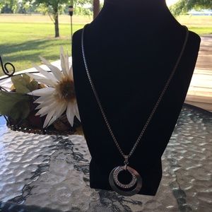 Long Crystal Circle ⭕️ Pendant Necklace...